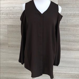 BNWT CHICO’S Brown Cold Shoulder Blouse Size 0